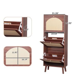 Mueble zapatero marrón de 3 cajones con cubierta de ratán 54*24*135 cm Aglomerado 54*24*135 cm Marrón - Product Image 5