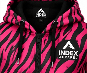 Ensemble de survêtement Index Apparel imprimé zèbre rose, sweat à capuche zippé et pantalon de jogging, unisexe, style urbain - Product Image 6