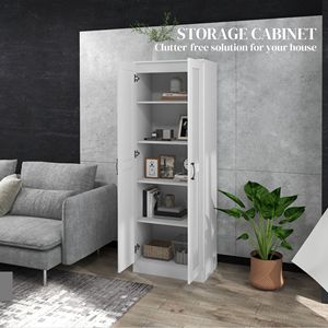 Armoire de rangement avec étagères réglables blanches pour l'organisation de la cuisine - Product Image 4