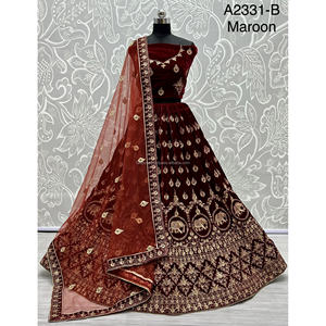 Fabzone Indian Bridal Velvet Collections Vestidos de novia con Zarkhan Work para novias - Product Image 1