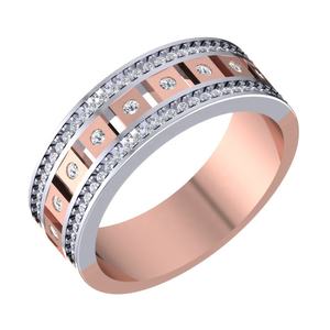 Anillo de Boda de Oro Rosa/Blanco de 10K con Diamantes Naturales para Hombre, Anillo de Boda de Diamantes Apilable de Lujo para Regalo de Navidad - Product Image 1