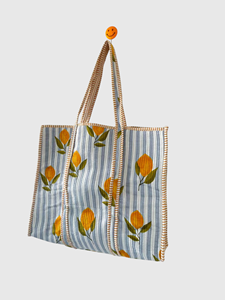Floral Cotton <b>Tote</b> <b>Bag</b> With Embroidery Open Top Design For Shopping <b>Summer</b> Bohemian Style - Product Image 2