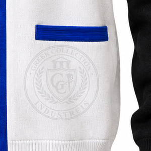 Suéter Unisex de la Fraternidad Sigma, Blanco y Negro, Grueso, Transpirable, de Algodón y Felpa, Tejido de Punto, Manga Larga, con Letras Griegas Bordadas - Product Image 6