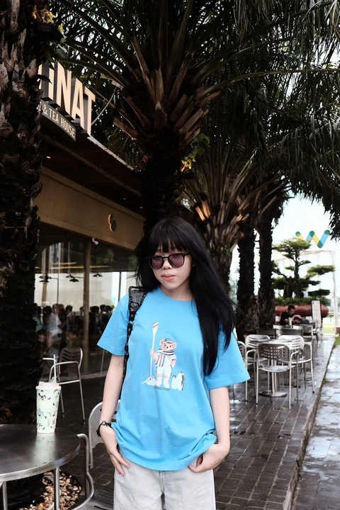 2025 Summer O-Neck T-Shirt for Women 100% Cotton 250 GSM Bear Printed Design Spandex Adult Size Hot Wholesale-A004 Polo T-Shirt