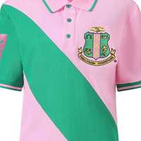   Polo rose premium 08 pour femme, broderie lettres grecques, col classique, manches courtes, haut décontracté, tissu de haute qualité, confort optimal