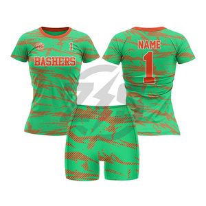 Conjunto de Uniforme de Voleibol para Mujer, Azul y Amarillo, Impresión por Sublimación, Poliéster Transpirable, Kit para Equipo Adulto - Product Image 4