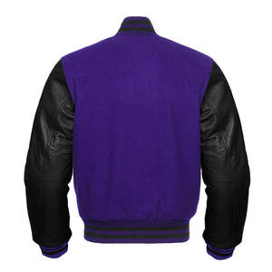 Veste universitaire unisexe rouge à double boutonnage, col rond, manches en cuir, fermeture boutonnée, logo sur le devant, décontractée pour l'hiver - Product Image 4