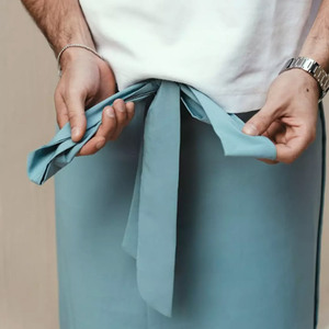 Izár Islámico Minimalista de Color Sólido para Hombre, Tela Transpirable, Diseño con Cordón Ajustable, Prenda Inferior Musulmana Elegante - Product Image 3