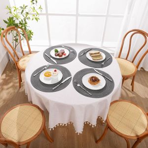Set di 6 tovagliette rotonde in cotone intrecciato da 15 pollici, lavabili, nere e grigie, per feste e vacanze - Product Image 5