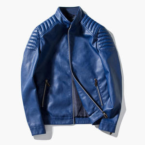 Blouson en cuir PU décontracté pour homme, manteau de printemps automne, style motard, coupe ample, imperméable, noir, bleu, grandes tailles - Product Image 1
