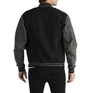 100% Genuine Wool Hooded Varsity <b>Jacket</b> Unisex Stand Embroidery Dark Black Grey Streetwear <b>Winter</b> Season Size 4XL - Product Image 2