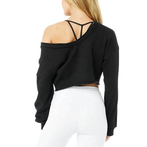Sweat-shirt en molleton à épaules dénudées pour femme, pull confortable à manches longues, coupe décontractée, haut tendance pour le temps frais, vêtements décontractés pour tous les jours - Product Image 2