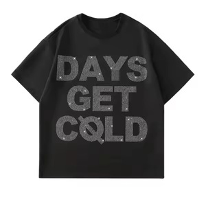 T-shirt en strass pour homme, personnalisé avec des pierres sur toute la surface, OEM, lettres et logos en strass, t-shirts pour homme - Product Image 1