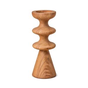 HASAN CRAFT Ensemble de 3 bougeoirs en bois faits à la main, écologiques, en forme de pilier tourné, avec forme personnalisée pour la décoration intérieure - Product Image 2