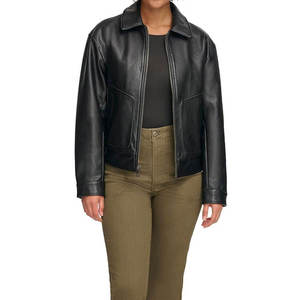 High Quality <b>Sheep</b> <b>Skin</b> Quilted Solid Color Women's Motorcycle Leather <b>Jacket</b> Breathable Waterproof Windproof Logo Winter Cotton - Product Image 2