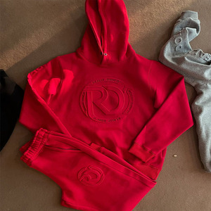 Ensembles deux pièces personnalisés pour hommes : Survêtements en molleton avec logo brodé, imprimé décontracté, design tricoté hiver, à capuche - Product Image 5