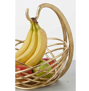 Corbeille à fruits en fil métallique doré, moderne, tressée, avec poignée, pour la cuisine - Product Image 4