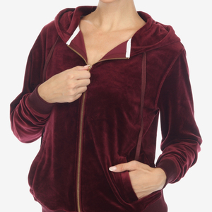 Custom Logo Cotton Hoodie Velvet Zipper Track Suit <b>Tracksuit</b> Sweatsuit Set <b>Velour</b> Lady <b>Tracksuit</b> for Women OEM Service - Product Image 5