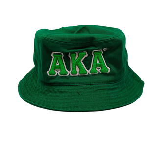 AKA หมวกบักเก็ตสีเขียว หมวกผ้าฝ้ายปักตัวอักษร ปรับได้ แฟชั่นลำลอง สตรีทแวร์กลางแจ้ง หมวกป้องกันแสงแดด - Product Image 1