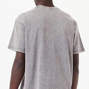 T-shirt unisexe délavé à l'acide, uni, à manches courtes, coupe décontractée, en coton respirant de haute qualité pour homme - Product Image 6