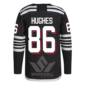 Jersey de Hockey sobre Hielo Negro Personalizado para Hombre, Manga Larga, con Número Estampado, Tejido Transpirable de Poliéster, Uniforme de Equipo para Adultos - Product Image 4
