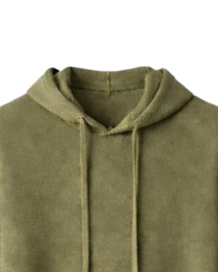Sudadera con Capucha Personalizada para Hombre, Color Verde Oliva, de Algodón y Felpa, Manga Larga, Informal, con Capucha con Cordón Ajustable, Ropa de Calle para Invierno - Product Image 4