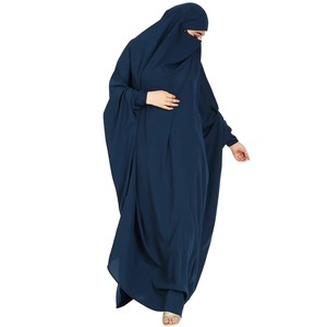 Jilbab islámico azul marino de una pieza con velo facial integrado, diseñado para máxima modestia y comodidad, venta al por mayor. - Product Image 3
