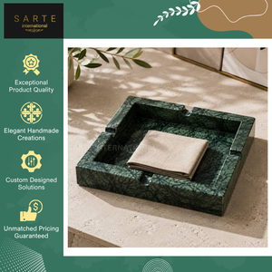 Cendrier de table de luxe en marbre vert, sculpté à la main, poli, personnalisable, accessoire de fumeur haut de gamme, vente en gros - Product Image 6