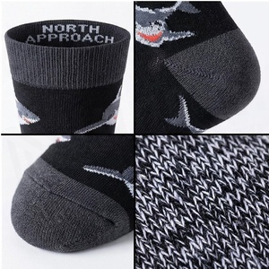 NORTH APPROACH Crew <b>Socks</b> <b>Shark</b> Pattern Black Breathable Knitted for Adults Casual Daily Wear Summer - Product Image 4