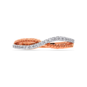 Anillo de Eternidad con Pavé de Diamantes Blancos y Oro Rosa de Dos Tonos para Mujer, Anillo de Oro Rosa con Pavé de Diamantes y Detalles de Gemas Blancas - Product Image 3