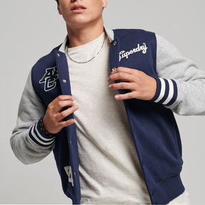 Logo personnalisé Laine Chenille Broderie Baseball Letterman Vestes Hommes Vintage Blanc En Cuir Manches Varsity Veste - Product Image 1