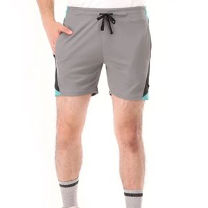 Shorts de sport gris Trail-Lite pour hommes, athlétiques, pour la course à pied, l'entraînement, la gym, avec cordon de serrage à la taille - Product Image 1