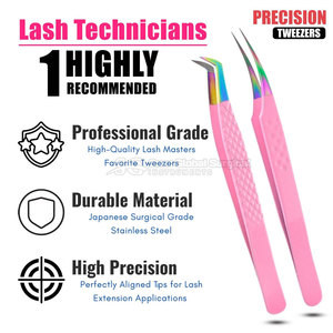 Pince à épiler en acier inoxydable de qualité professionnelle pour extensions de cils - Outil de précision et de contrôle pour artiste en cils - Product Image 3