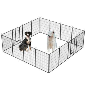 Recinto Retrattile per Cani da 40 Pollici, 16 Pannelli in Acciaio Inox, Stile Moderno, Sicuro per Uso Esterno, con Accesso per Conigli - Product Image 1