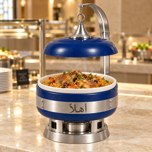 Crafted Strong Metal Body And Smooth Blue Finish This Food <b>Warmer</b> Combines Practical Serving Function With A Distinctive Decor - Product Image 2