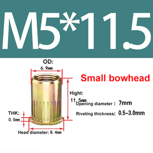 Tuerca Remache M3-M8 Ciega de Acero Inoxidable, Pequeña, de Cabeza Plana Avellanada de 90°, Roscada, Tubular, Hexagonal, Remache Moleteado - Product Image 3