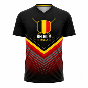 Camiseta de Hockey sobre Césped Personalizada Inspirada en Bélgica para Hombre y Mujer, Sublimada, 100% Poliéster, Antibacteriana, Transpirable, de Secado Rápido, Uniforme de Equipo - Product Image 1