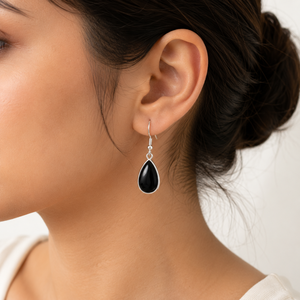 Natural Green Onyx Bohemian Style Pear Cut Water <b>Drop</b> Dangle Earrings 925 Sterling Silver Bezel Set Certified Women's Gift - Product Image 5