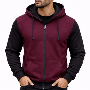 Sweat à capuche zippé pour homme en molleton de coton color block – Confortable, respirant, durable et élégant - Product Image 1