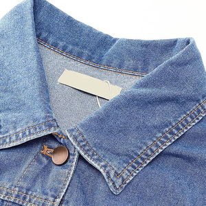 Plus Size Knitted Denim Shirt Women Skinny Long <b>Top</b> <b>Asymmetrical</b> <b>Hem</b> Two Pocket Vintage Casual Winter Front Button Eco-Friendly - Product Image 6