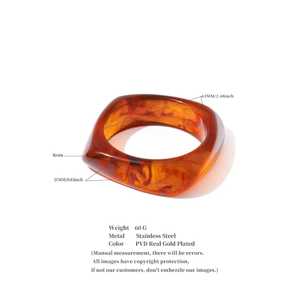 ชุดกำไลข้อมือเรซิ่นวินเทจ B.H CRAFTS รุ่น BH-1678 สีเหลือง น้ำตาล ส้ม อะคริลิค ลูไซต์ เครื่องประดับแฟชั่นสำหรับทุกเพศ สไตล์โดดเด่น - Product Image 2