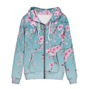 Sudadera con capucha para mujer, talla grande, 100% algodón, con bordado, forro polar, color liso, hombro caído, cremallera, talla de EE. UU., venta al por mayor ODM/OEM - Product Image 3