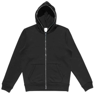 Sweat à capuche zippé en coton pour homme, coupe ample, poids lourd, uni noir, style streetwear, pour homme et femme - Product Image 2