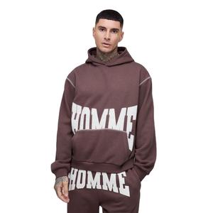 ชุดวอร์มไซส์ใหญ่พิเศษสำหรับผู้ชายพิมพ์ลายขนแกะสีน้ำตาลน้ำตาล300ก. 330ก. สำหรับฤดูหนาว - Product Image 2