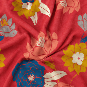 Tissu en coton et lin imprimé bio et écologique 120 GSM, respirant, doux au toucher et à texture visible avec trame flammée - Product Image 2