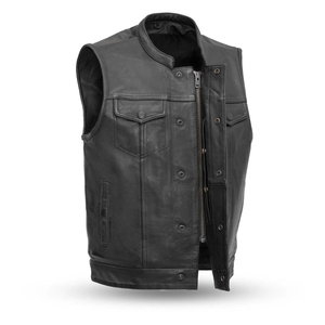 <b>Men's</b> Winter Motorcycle Club <b>Vest</b> Black <b>Leather</b> Breathable Riding Apparel with Comfortable Fit and Classic Design - Product Image 4