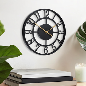 Reloj de Pared Negro con Números Arábigos, Funciona con Batería, Silencioso, Sin Tictac, Reloj Redondo Clásico para Sala de Estar, Oficina, Cocina, Dormitorio - Product Image 1