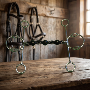 Bocado de cadena negro de vástago largo para caballo, de acero inoxidable y cobre, para equitación western y entrenamiento, modelo Suleman 1122 - Product Image 3