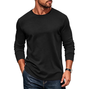 T-shirt à manches longues pour homme, col rond, décontracté, uni, coupe classique, pour tous les jours - Product Image 1