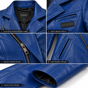 Abrigo Largo de Cuero Azul Rey Asimétrico con Cremallera para Mujer, Estilo Gabardina, Hecho a Medida (OEM/ODM) - Product Image 6